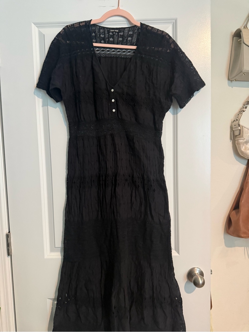 Love Sam Black Maxi Dress with Lace Trim